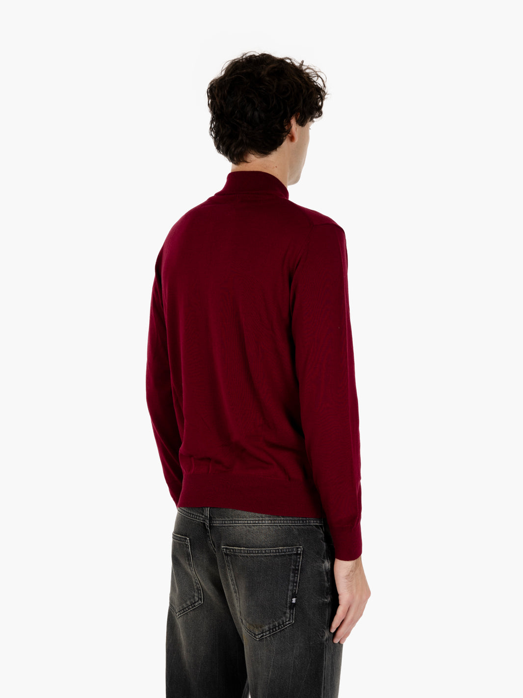 Maglia a lupetto in lana bordeaux