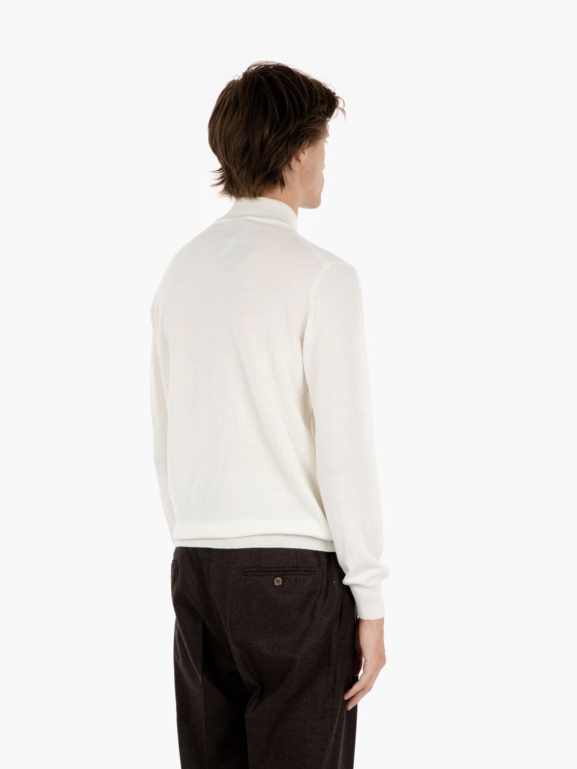 Maglia a lupetto in lana ecrù