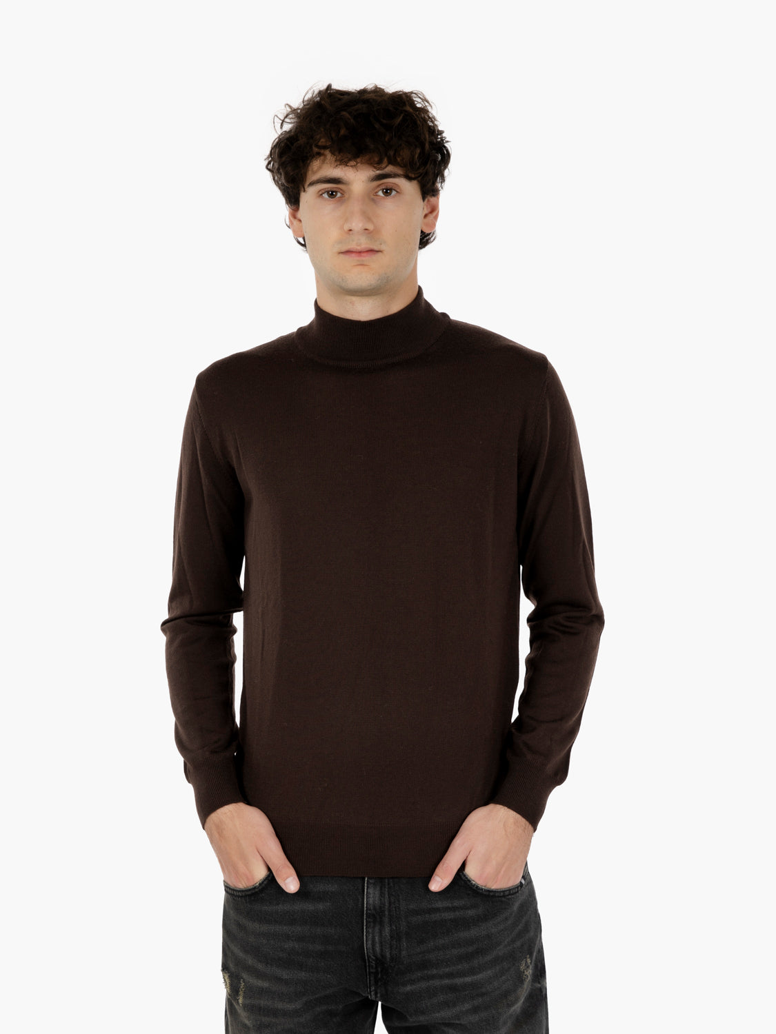 Maglia a lupetto in lana moro
