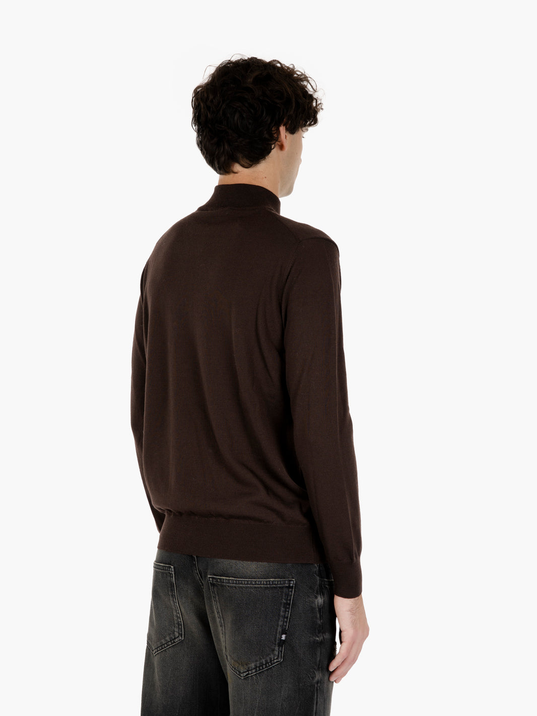 Maglia a lupetto in lana moro