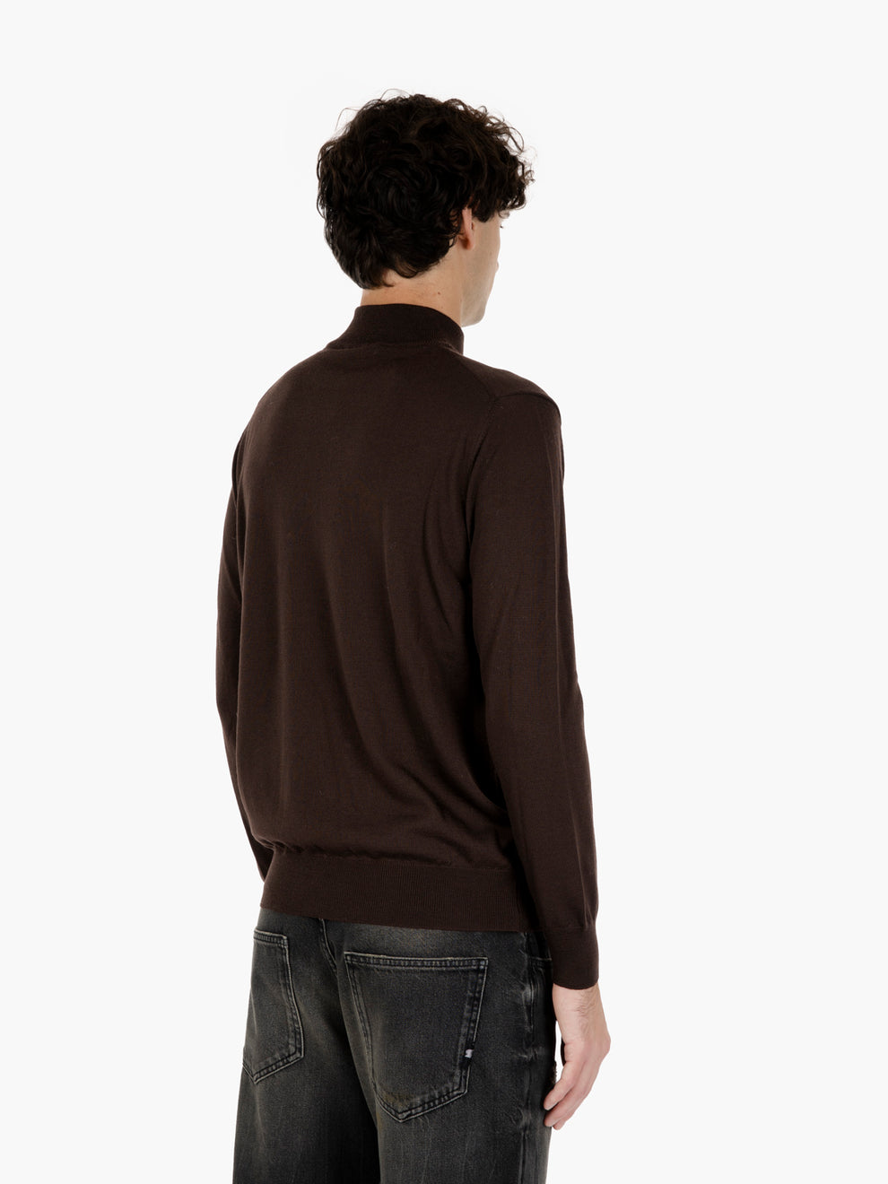 Maglia a lupetto in lana moro