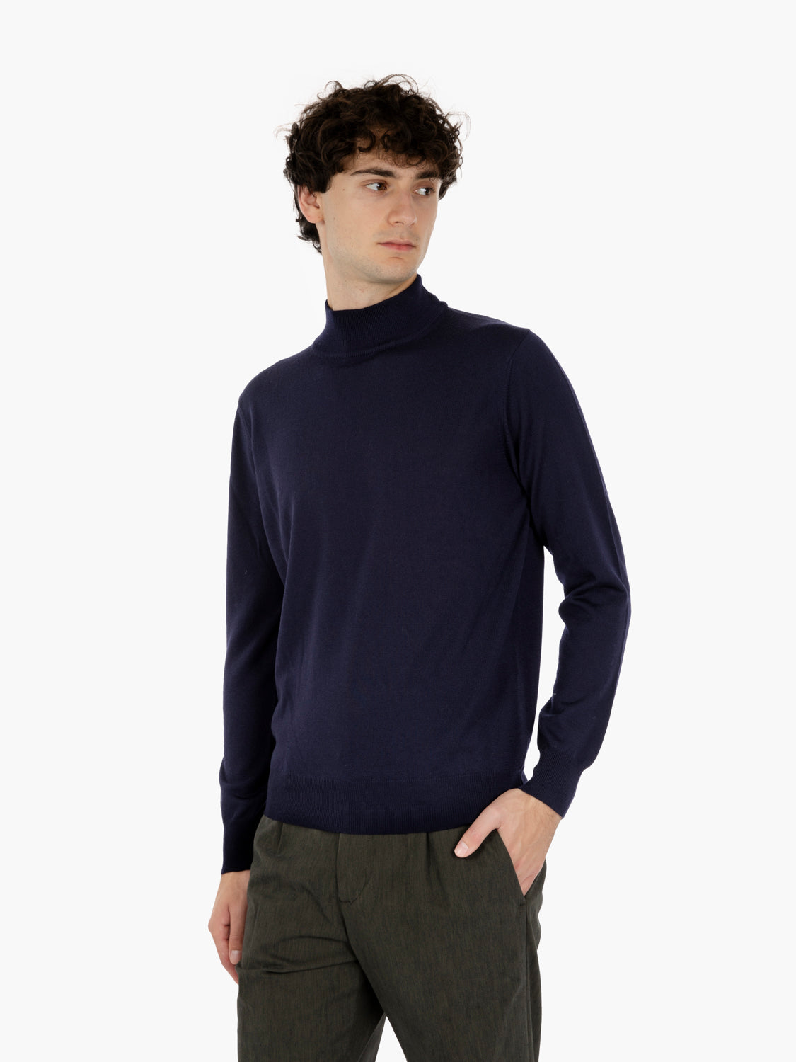 Maglia a lupetto in lana navy