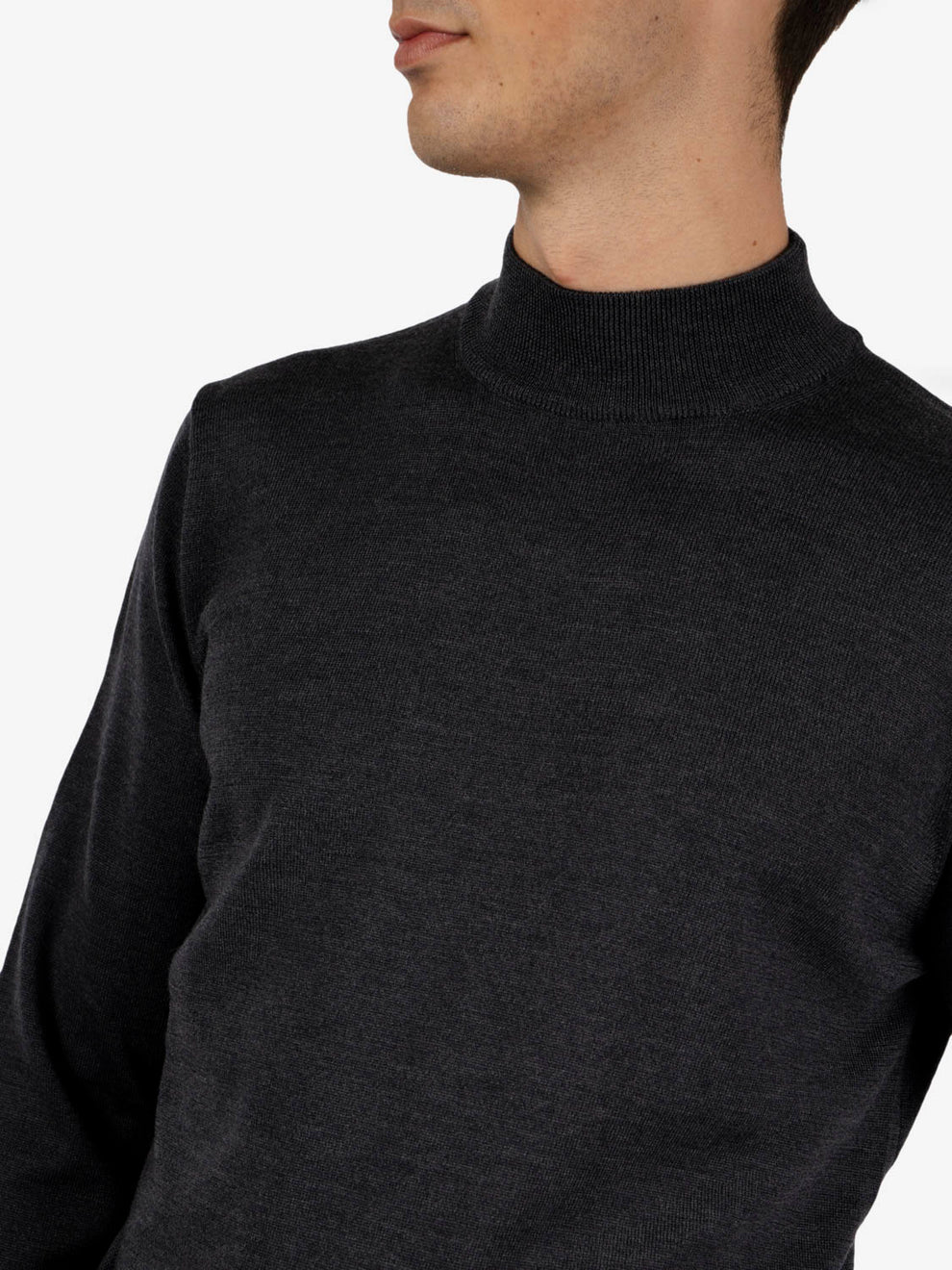 Maglia a lupetto in lana rasata antracite