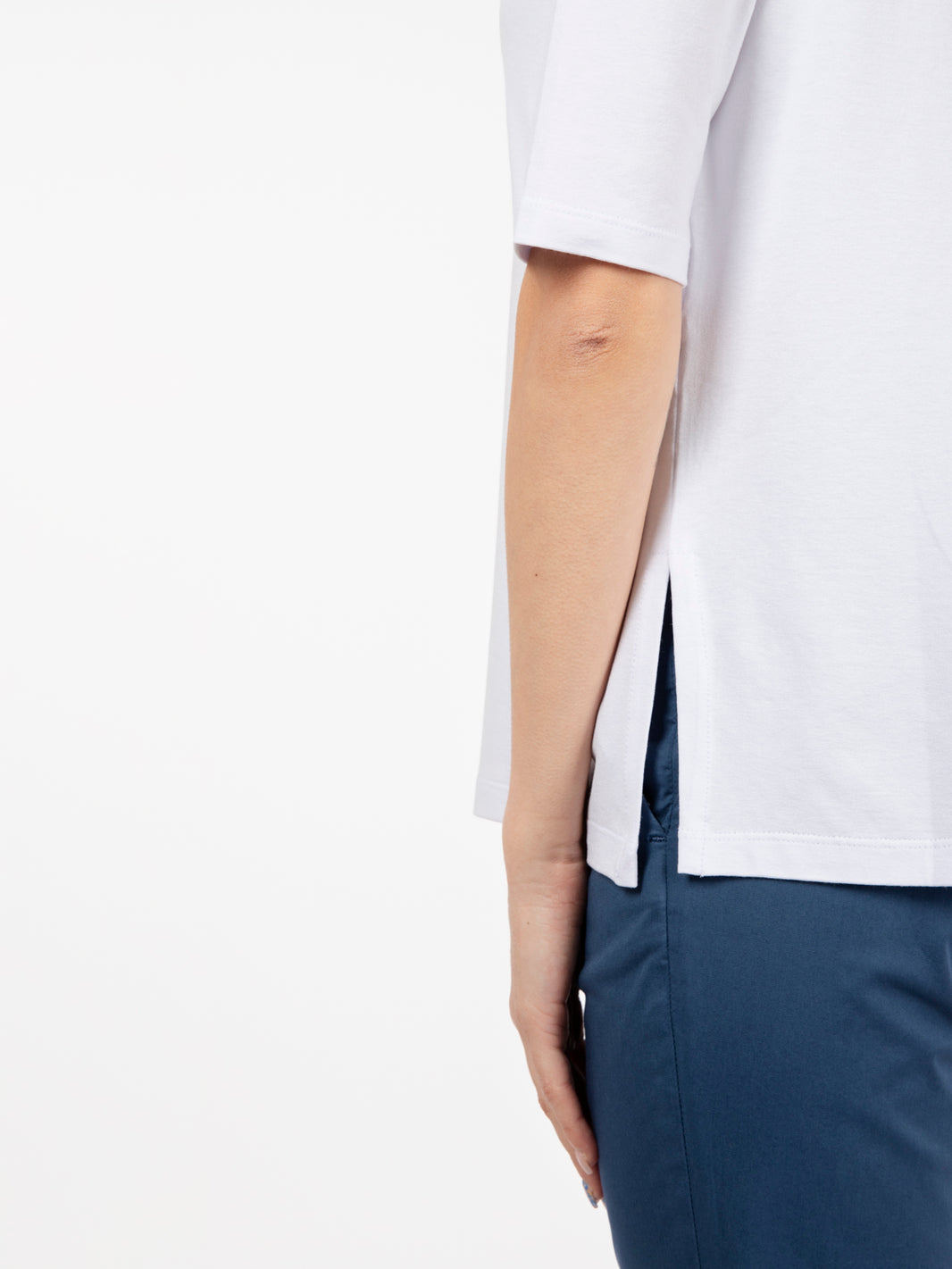 Maglia a scatola maniche a 3/4 bianco
