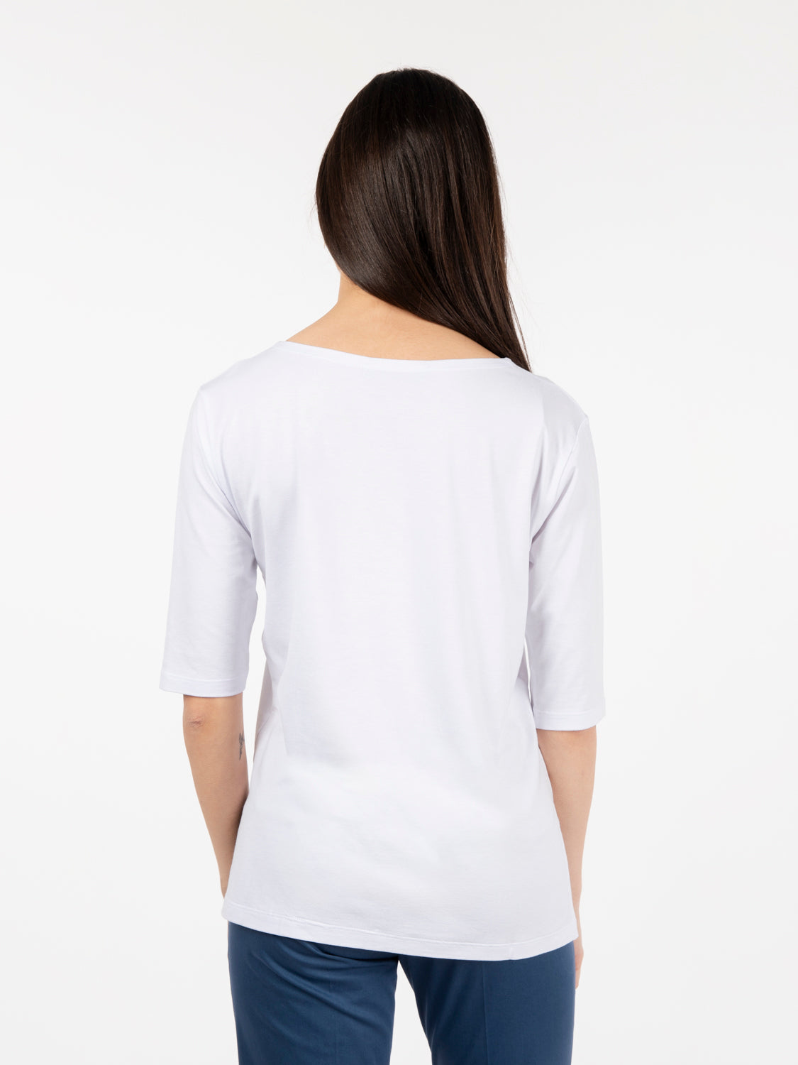 Maglia a scatola maniche a 3/4 bianco