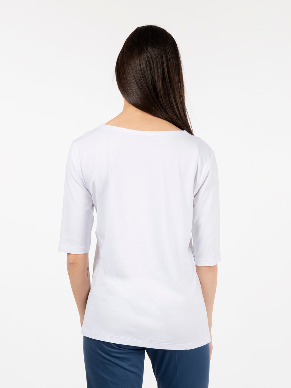 Maglia a scatola maniche a 3/4 bianco