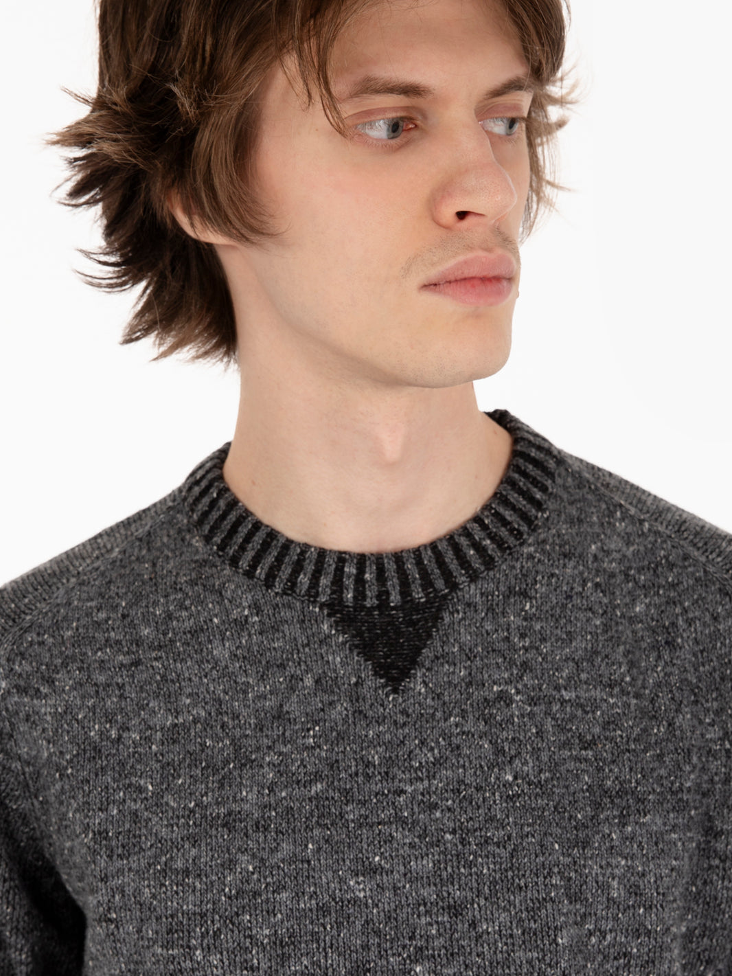 Maglia bottonato girocollo fumo