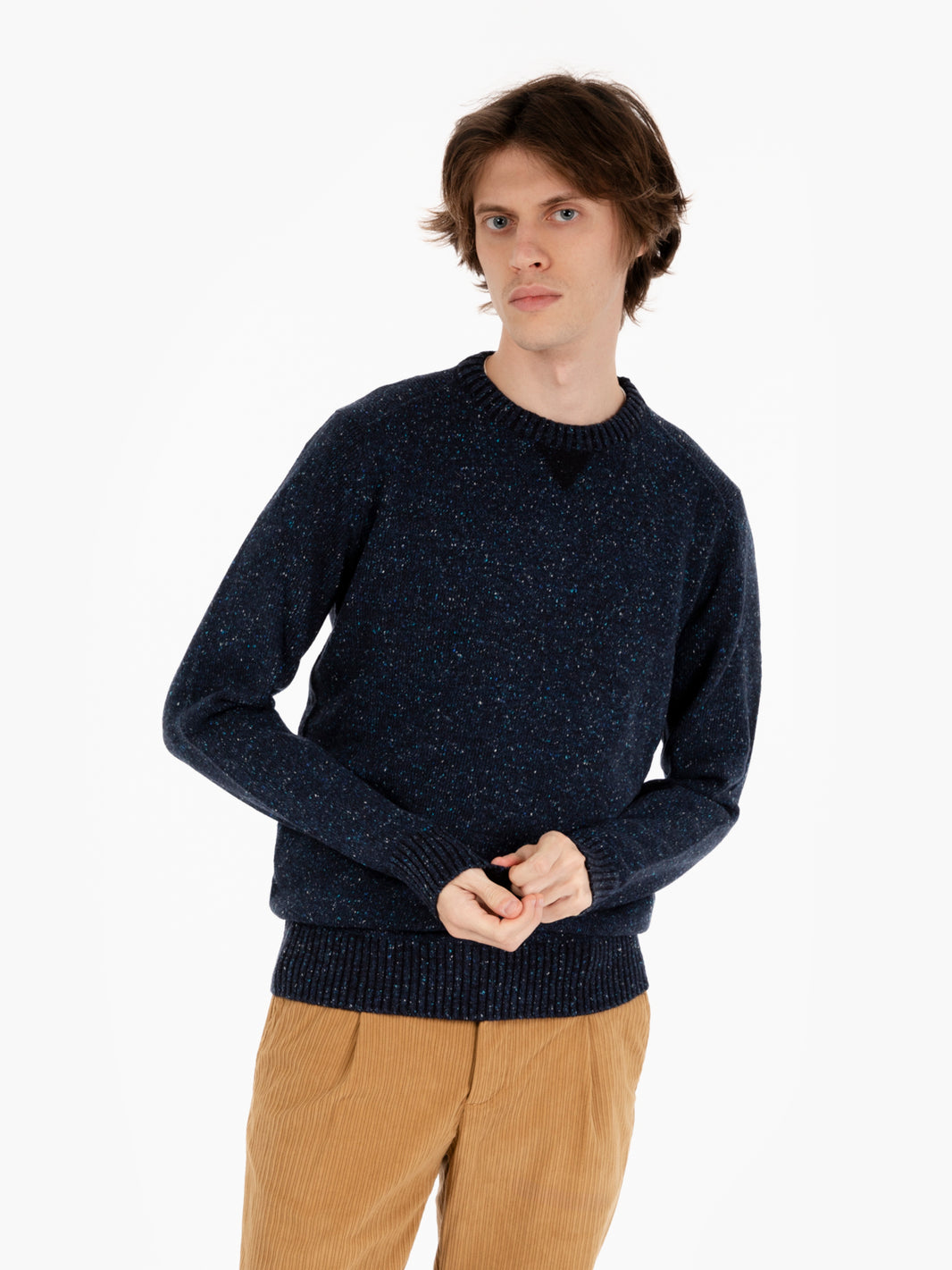 Maglia bottonato girocollo navy