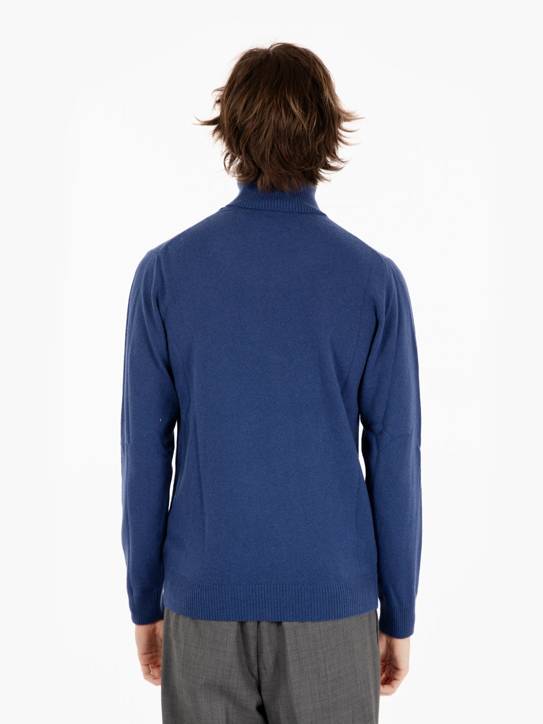 Maglia ciclista rasata in lana merino / cachemire bluette