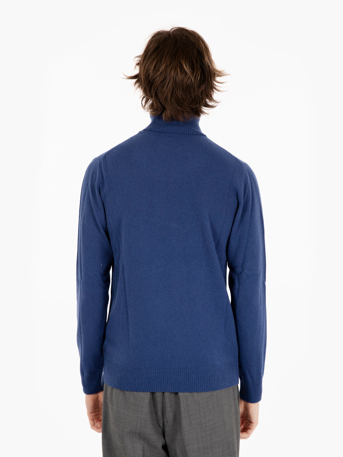 Maglia ciclista rasata in lana merino / cachemire bluette