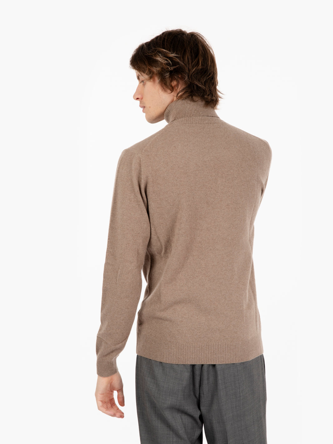 Maglia ciclista rasata in lana merino / cachemire sabbioso