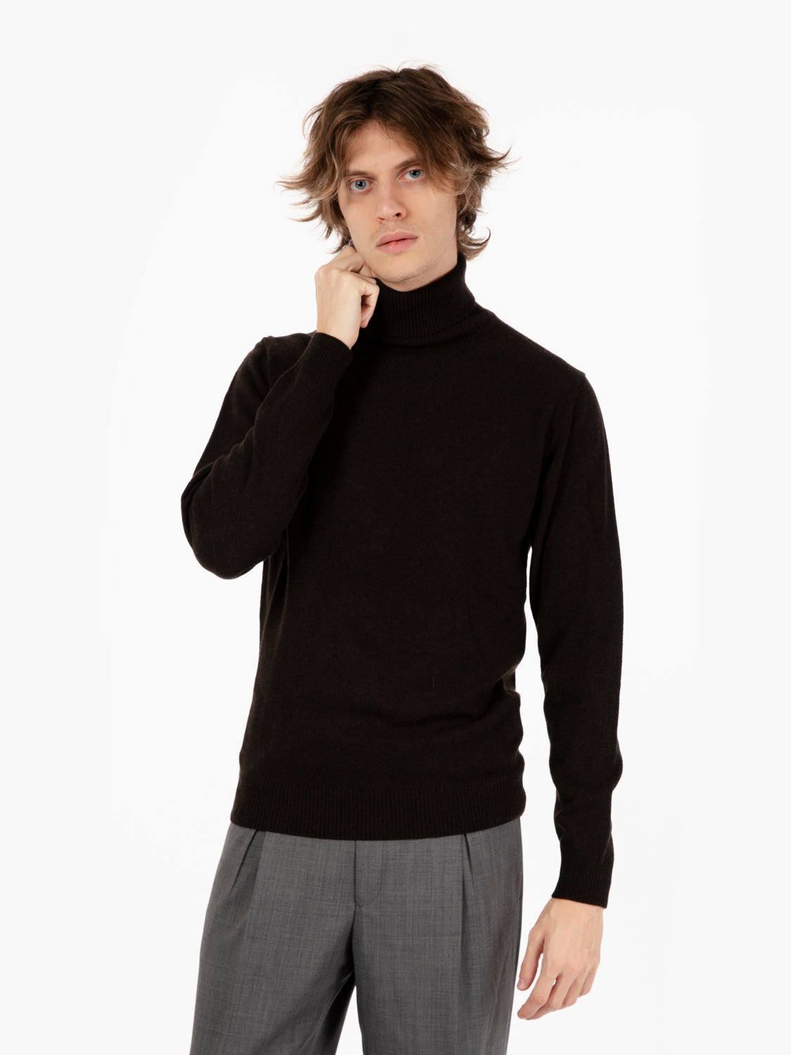 Dolcevita in lana e cashmere testa di moro