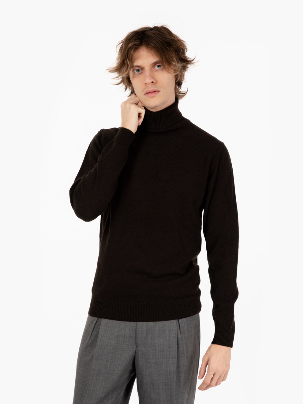 Dolcevita in lana e cashmere testa di moro