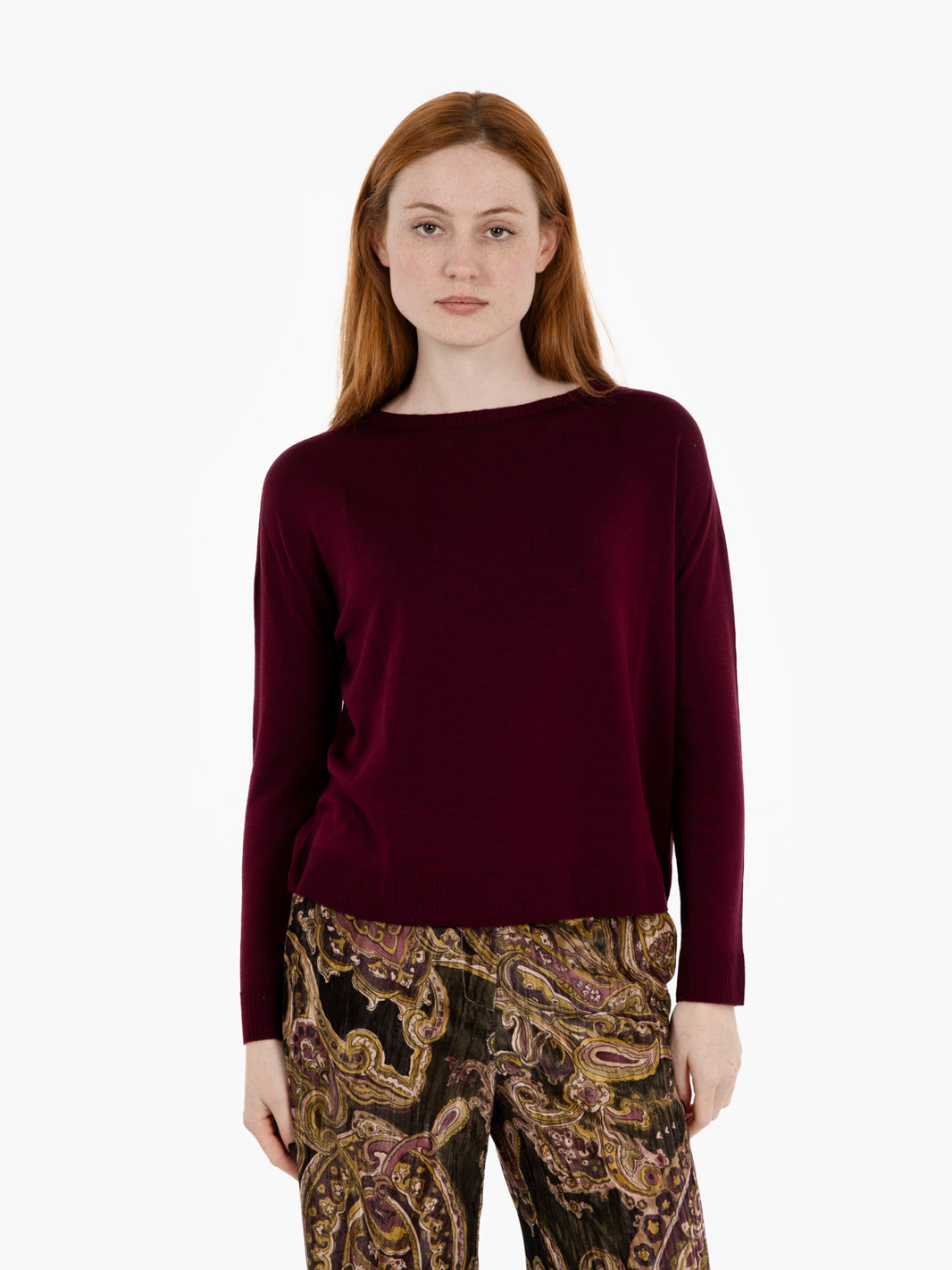 Burgundy boat neck sweater
