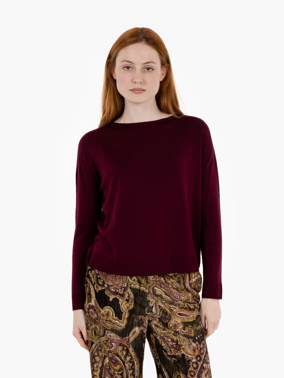 Burgundy boat neck sweater