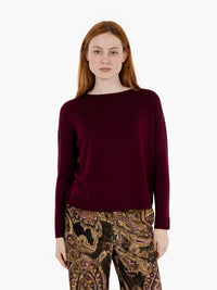 Maglia con collo a barchetta bordeaux