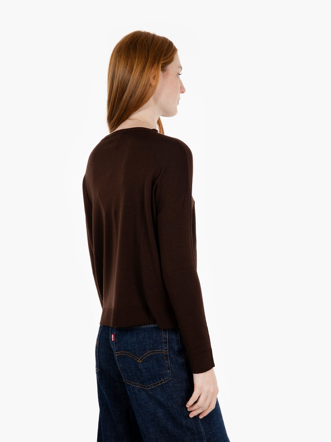 Dark brown boat neck sweater