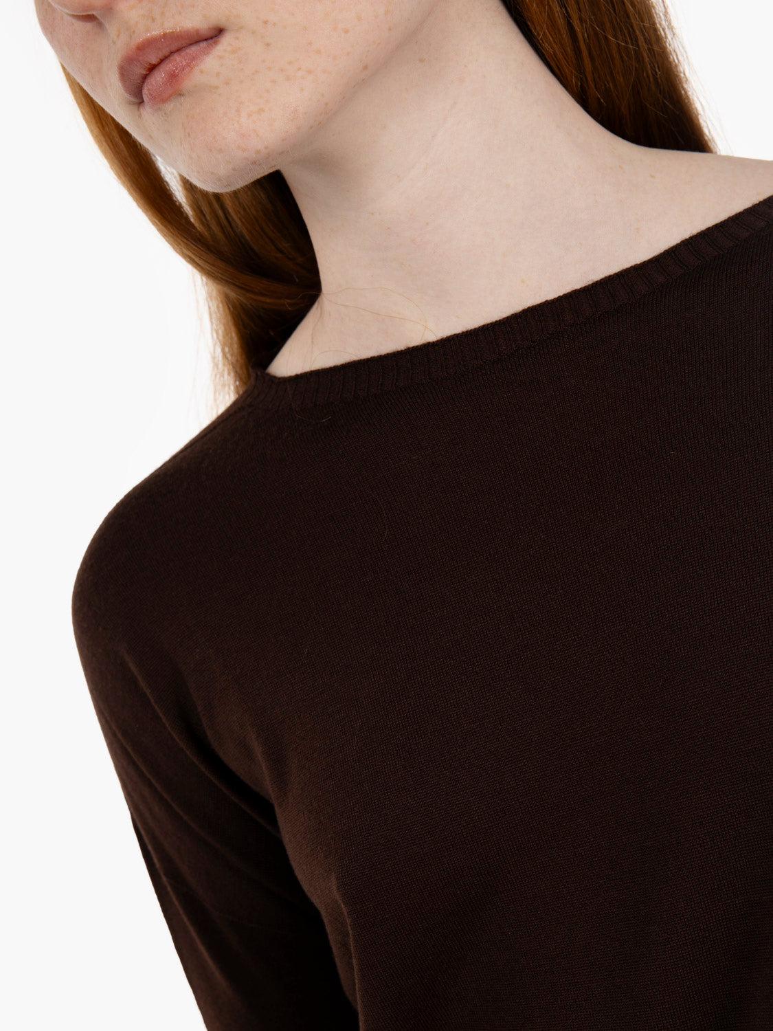 Dark brown boat neck sweater