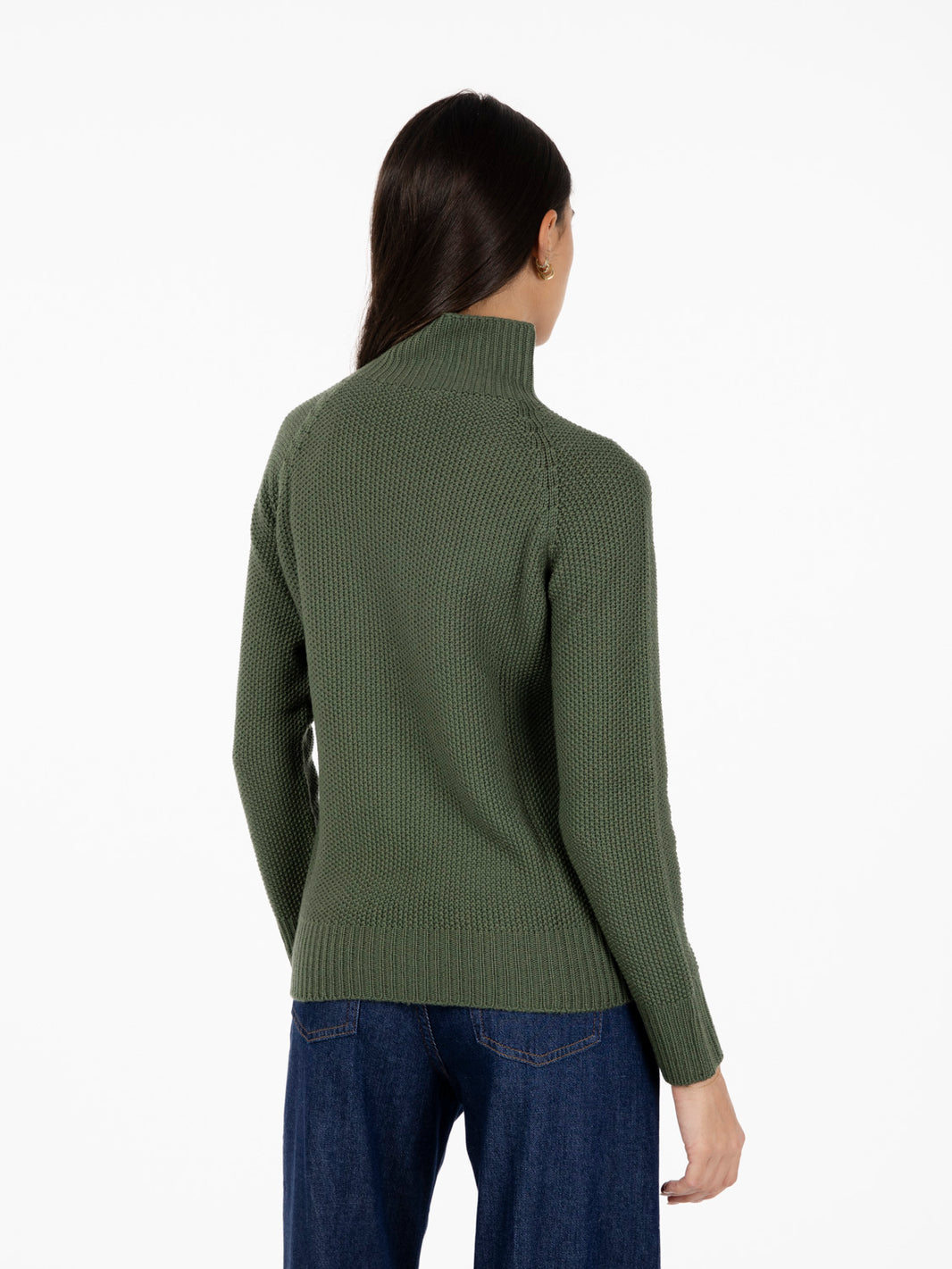 Maglia con collo a cratere verde militare