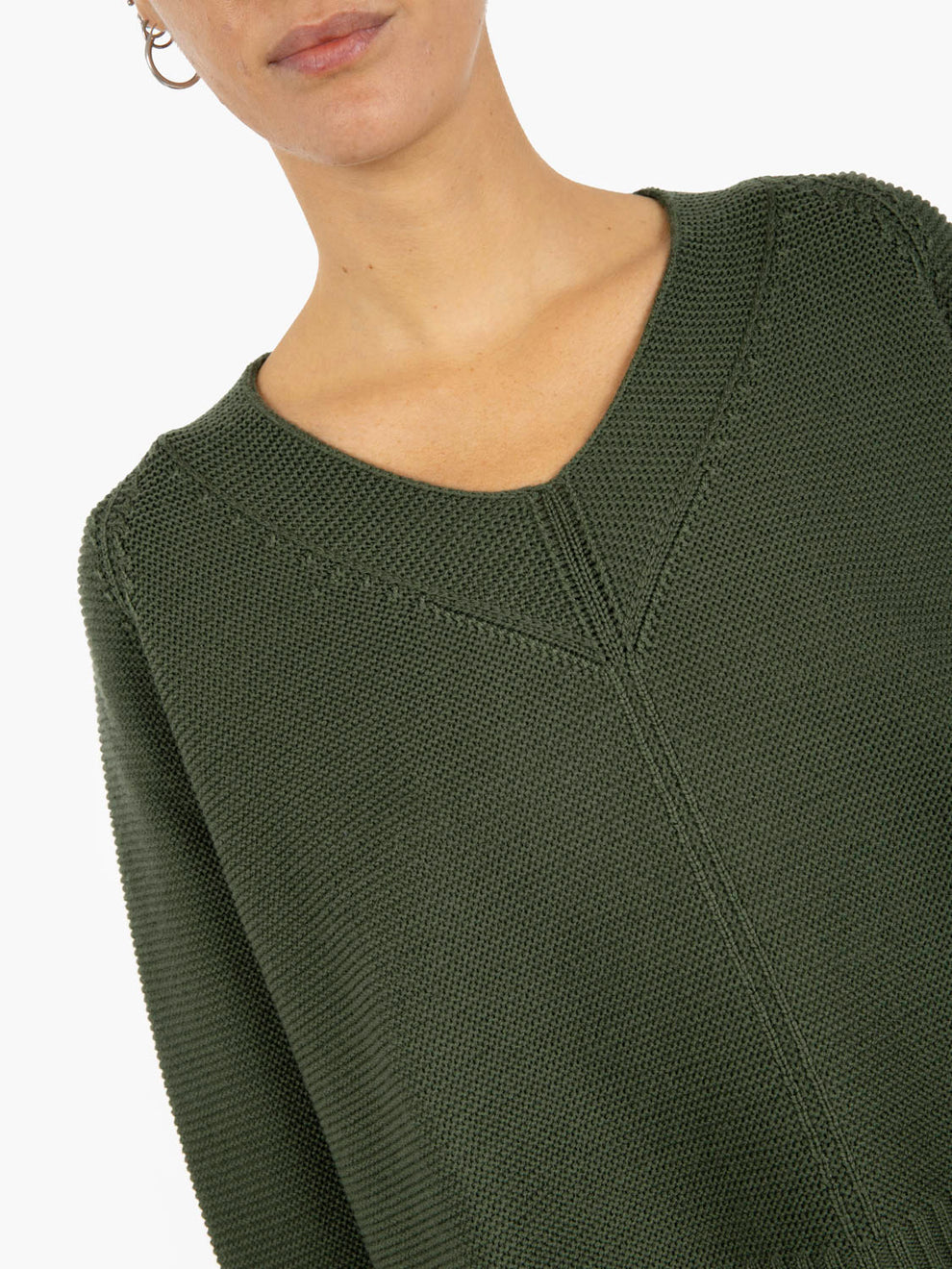 Maglia con scollo a V verde militare