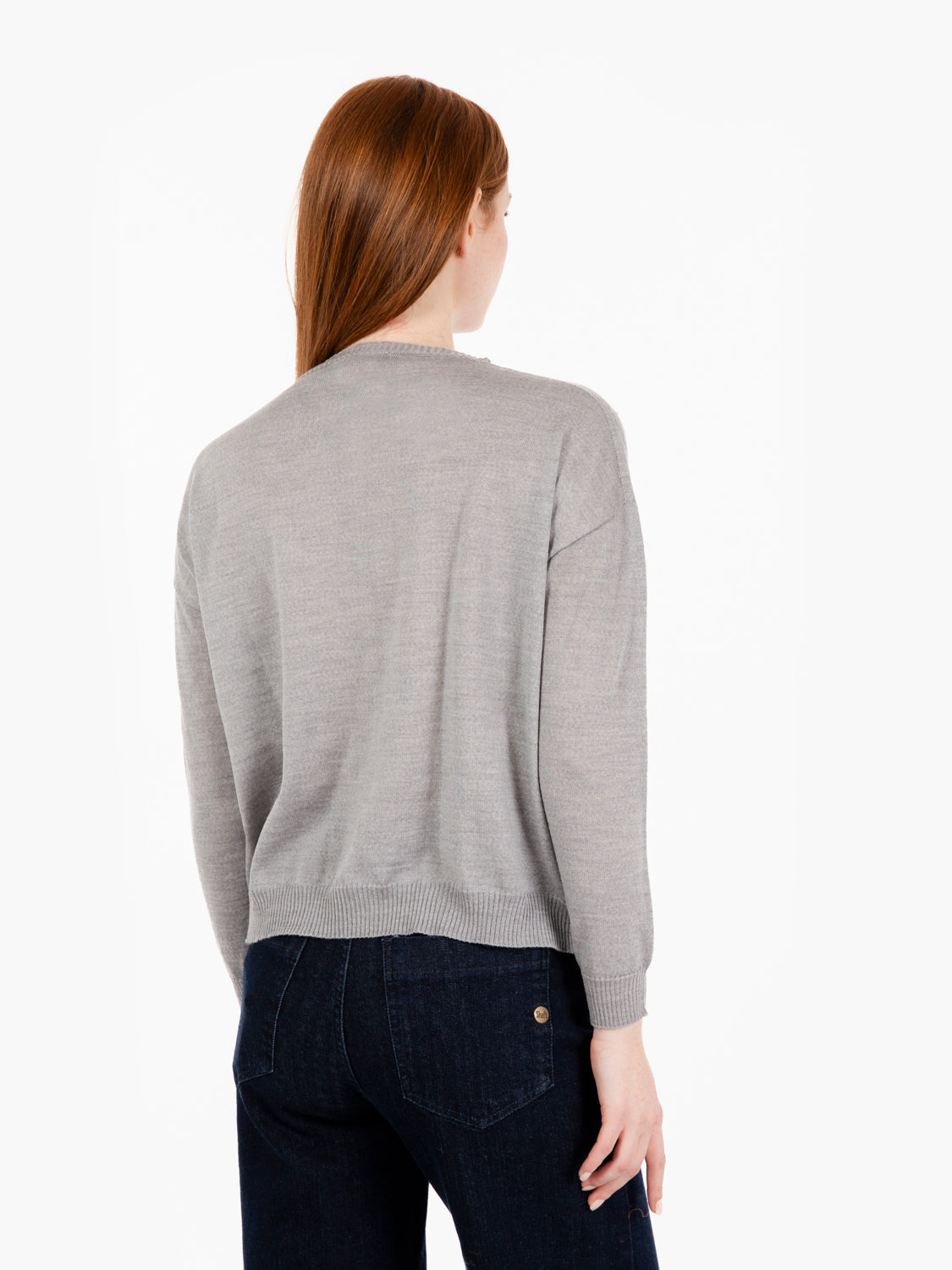 Maglia con swarovski grigio perla