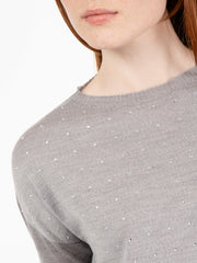 STIMM - Maglia con swarovski grigio perla