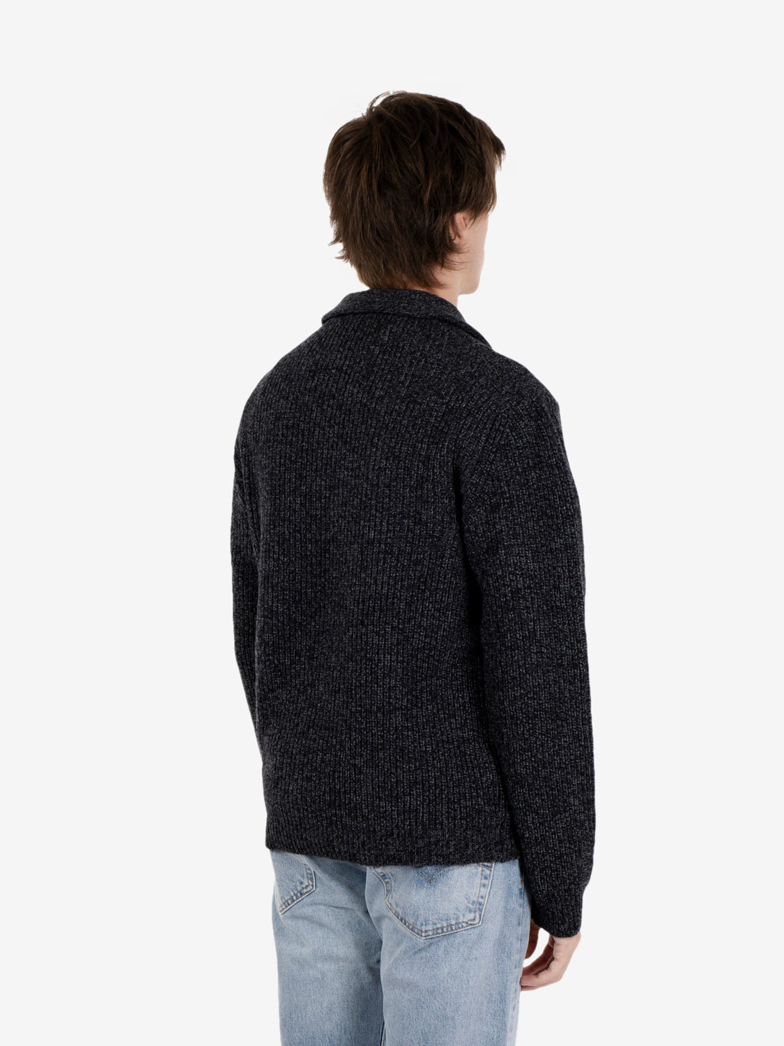 HALF-ZIP POLO SHIRT ENGLISH RIB ANTHRAXMIX DF0248_0077