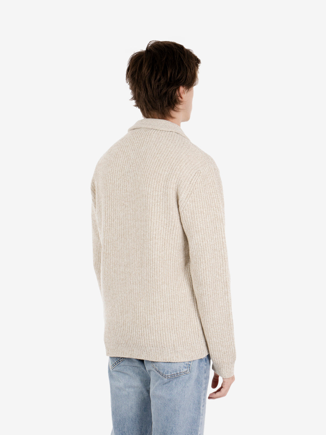 Maglia con zip costa inglese panna