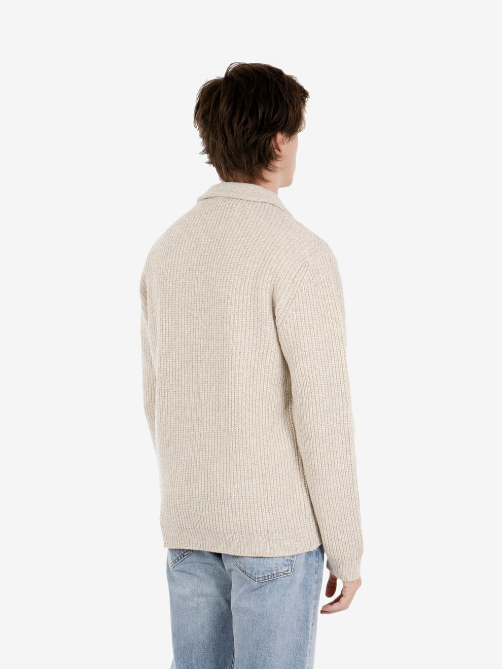 Maglia con zip costa inglese panna