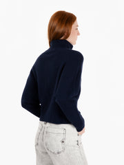 STIMM - Maglia crop con zip in lana blu