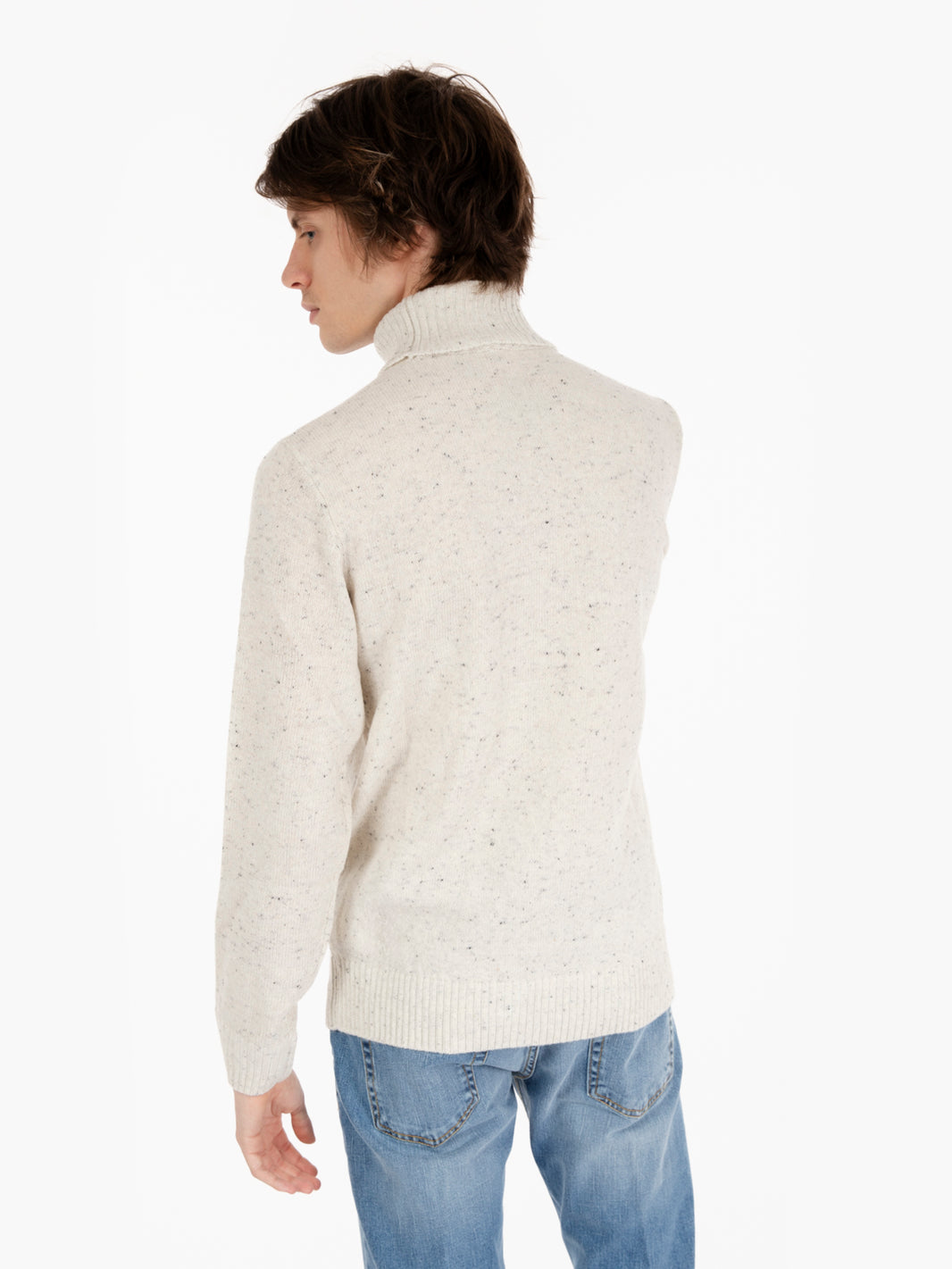 Maglia dolcevita bottonato ecrù