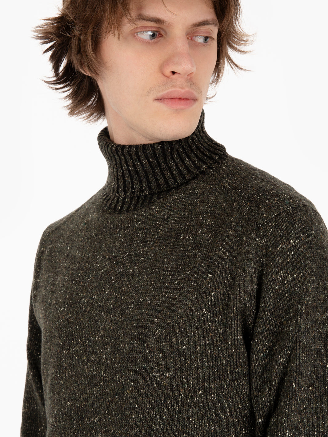 Maglia dolcevita bottonato forest