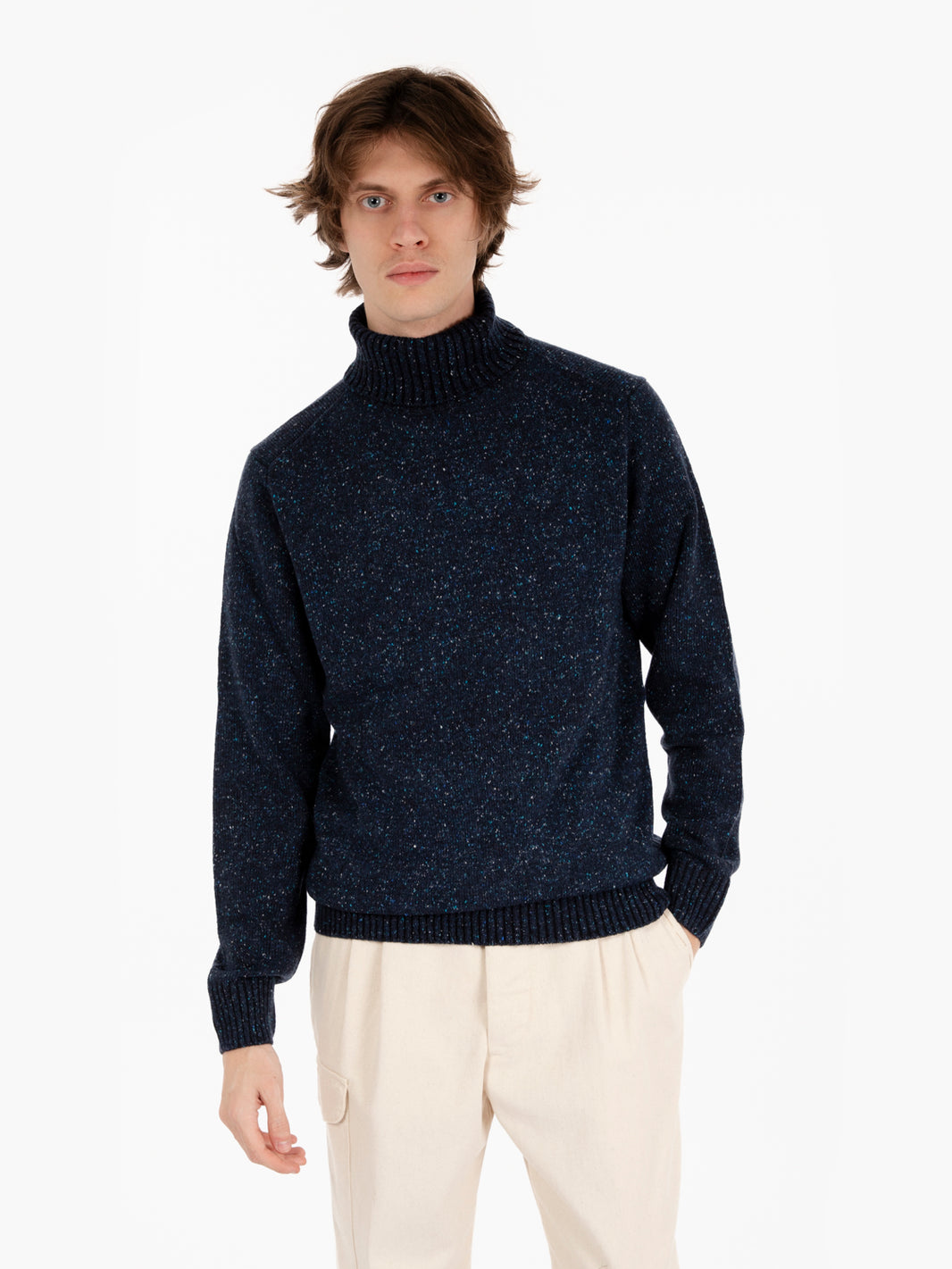 Maglia dolcevita bottonato navy