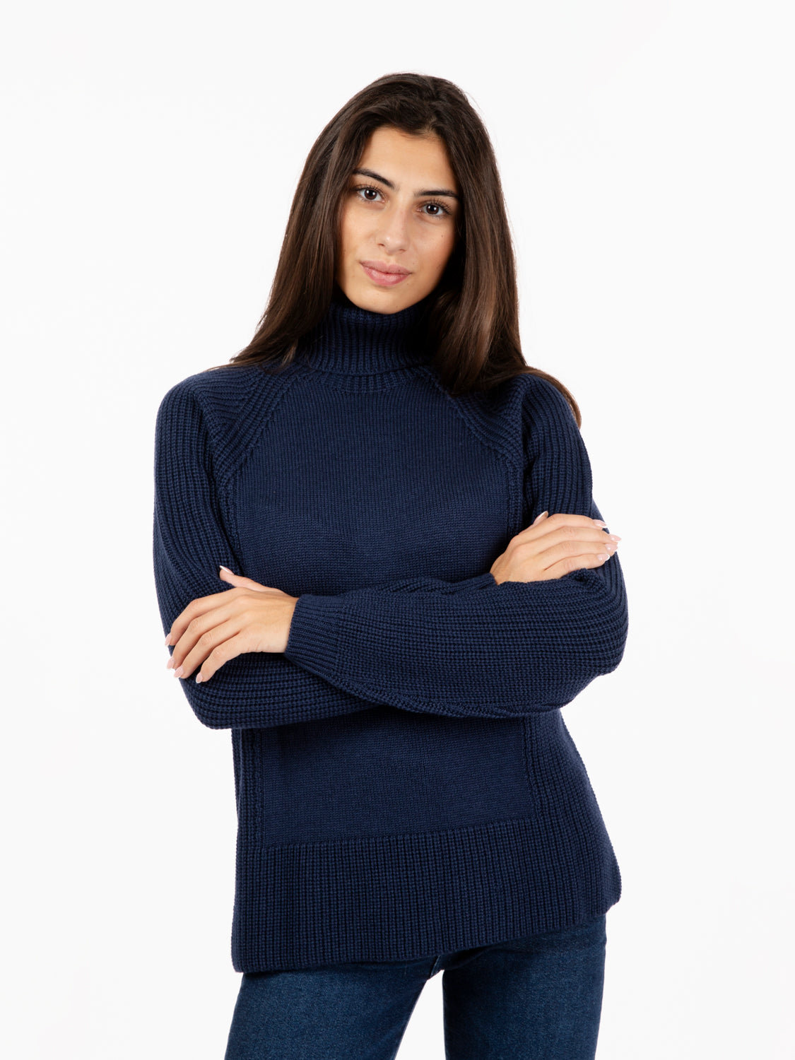 Blue wool turtleneck sweater