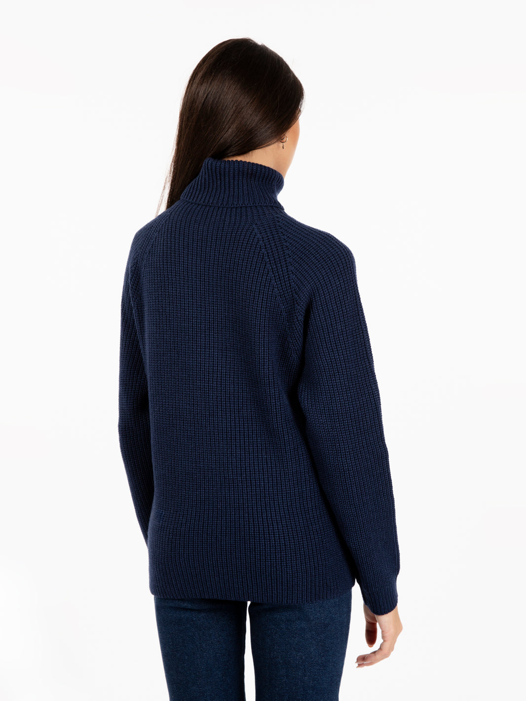 Blue wool turtleneck sweater