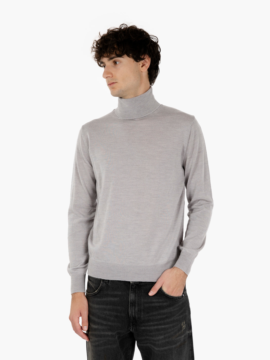 Maglia dolcevita in lana grigio