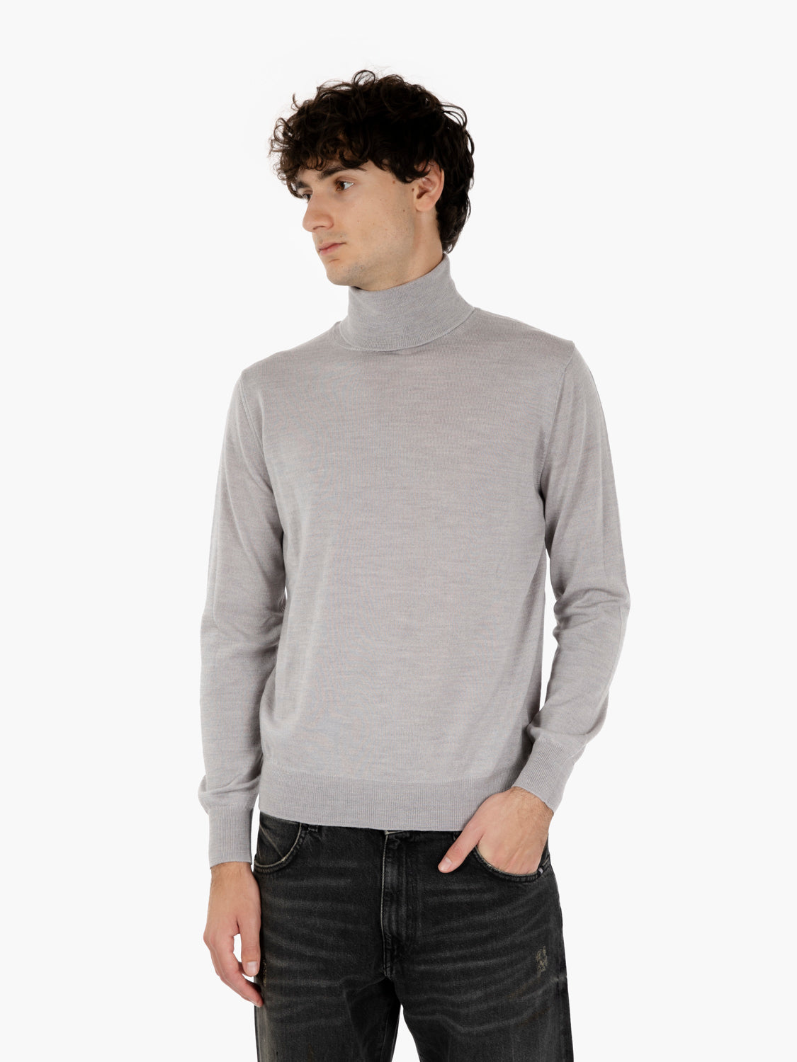 Maglia dolcevita in lana grigio