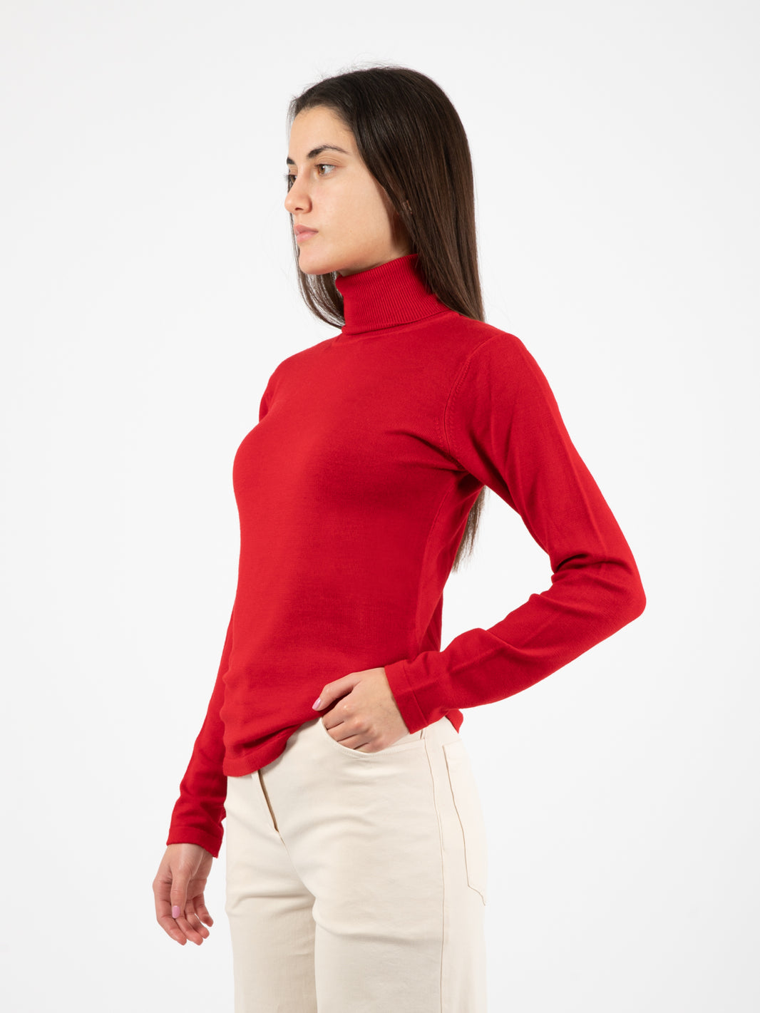 Maglia dolcevita in lana rosso