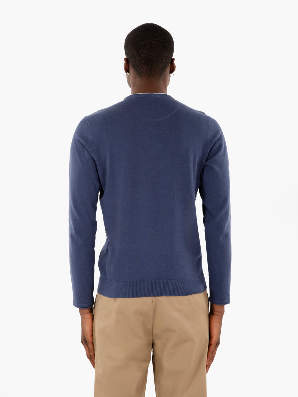 Maglia doppio collo blu denim