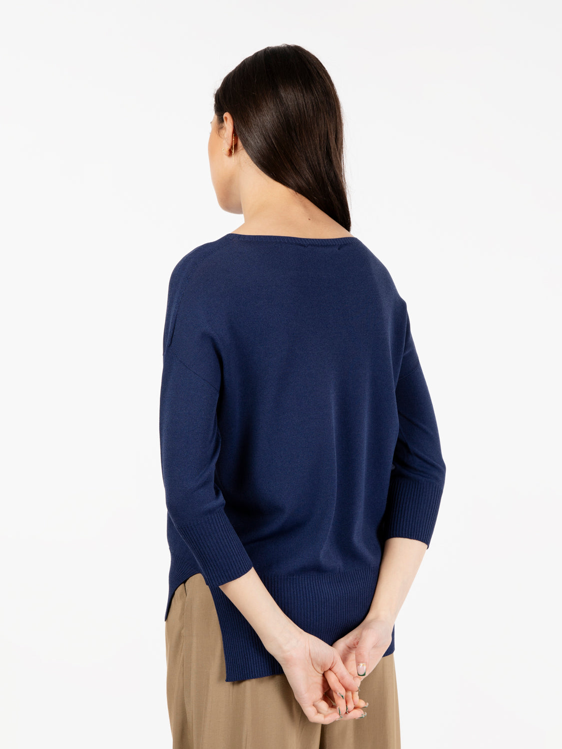 Maglia fondo asimmetrico blu