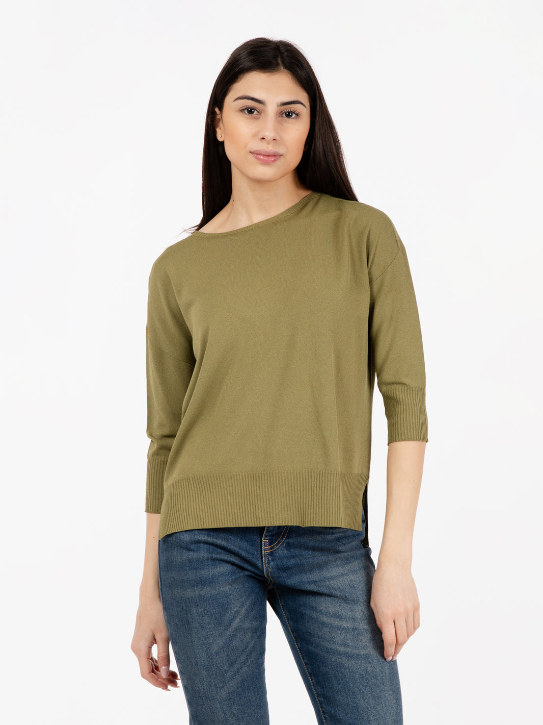 Maglia fondo asimmetrico verde militare