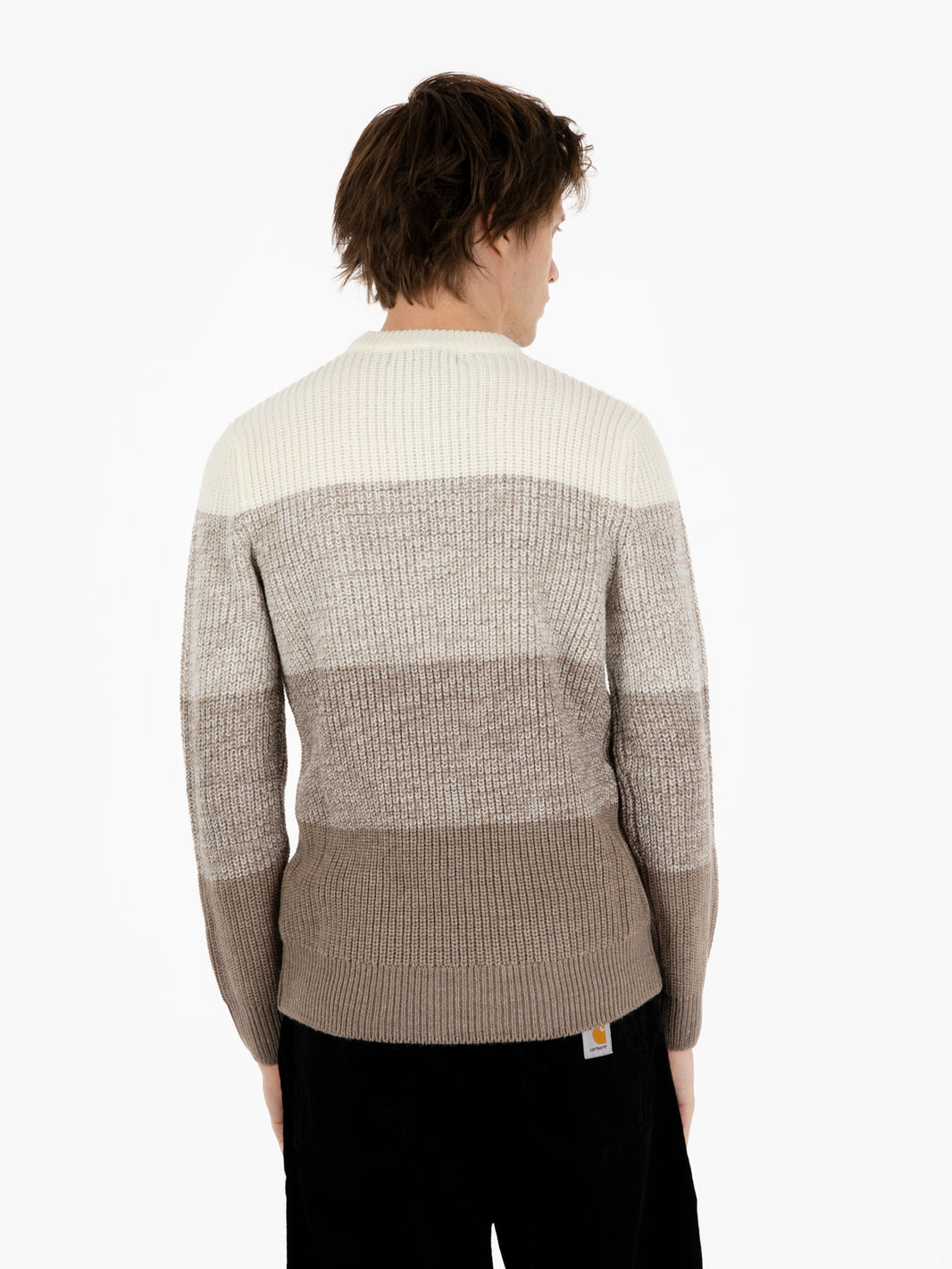 Crew neck sweater in English rib rope