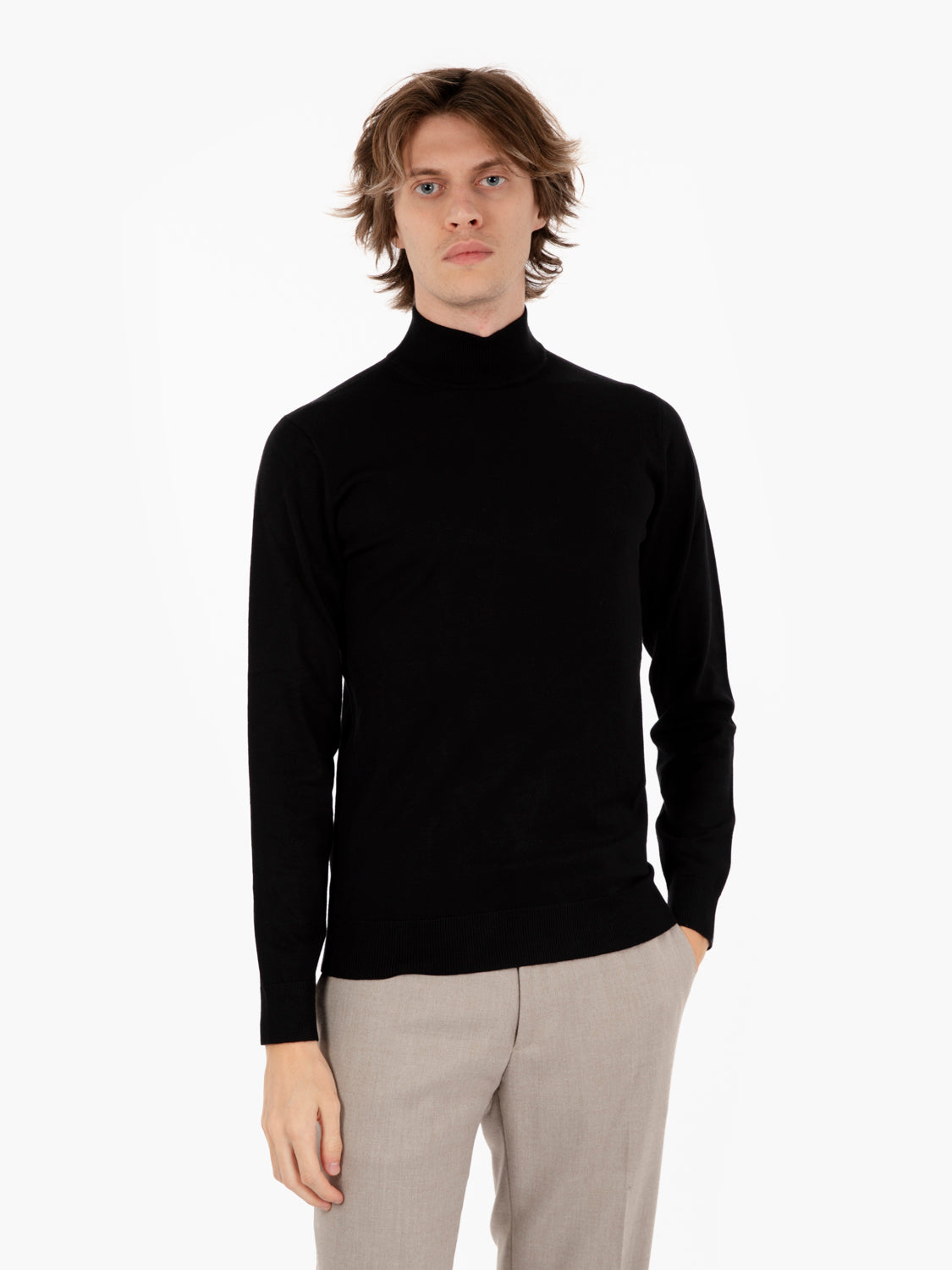 Black viscose turtleneck