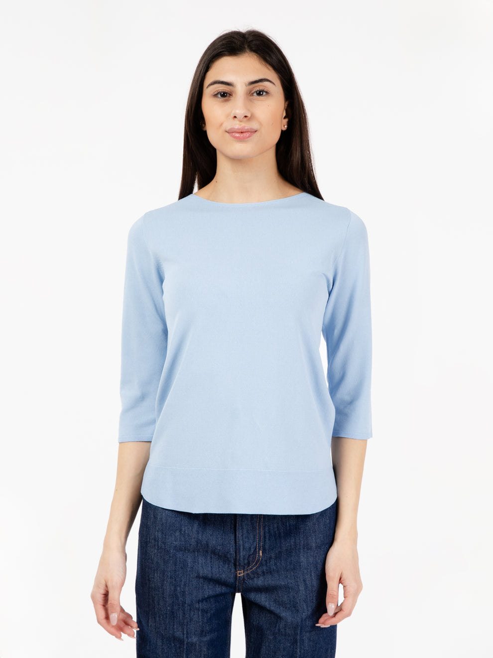 Maglia girocollo basic azzurro