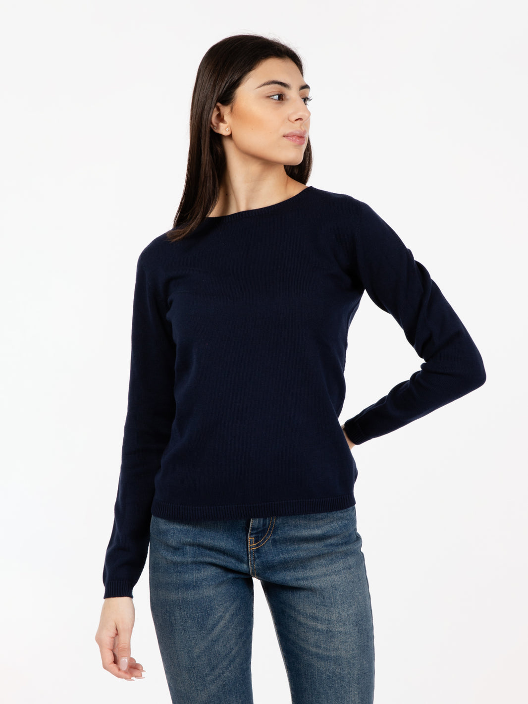 Maglia girocollo basico blu navy