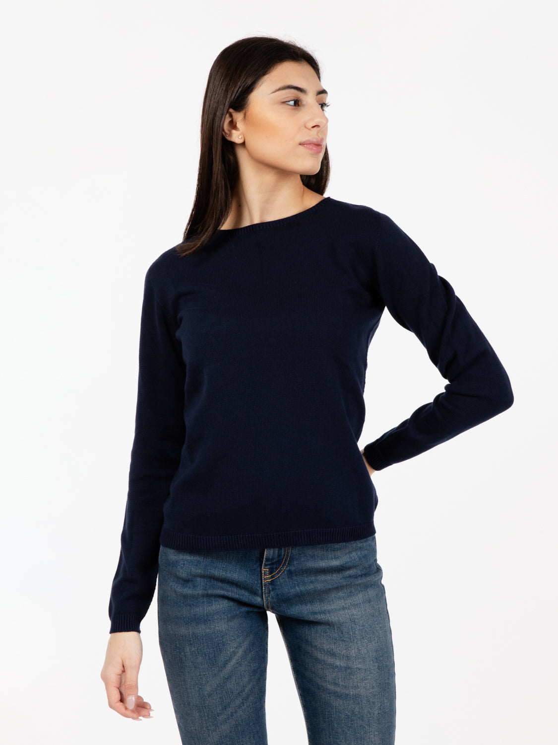 Maglia girocollo basico blu navy