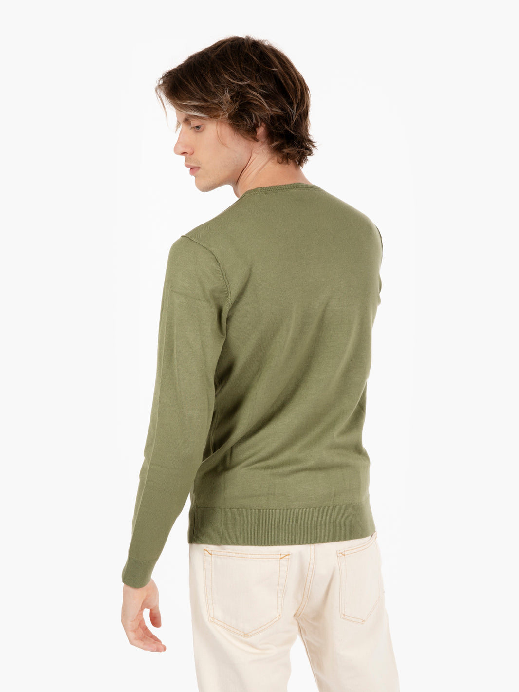 Maglia girocollo con taschino verde felce