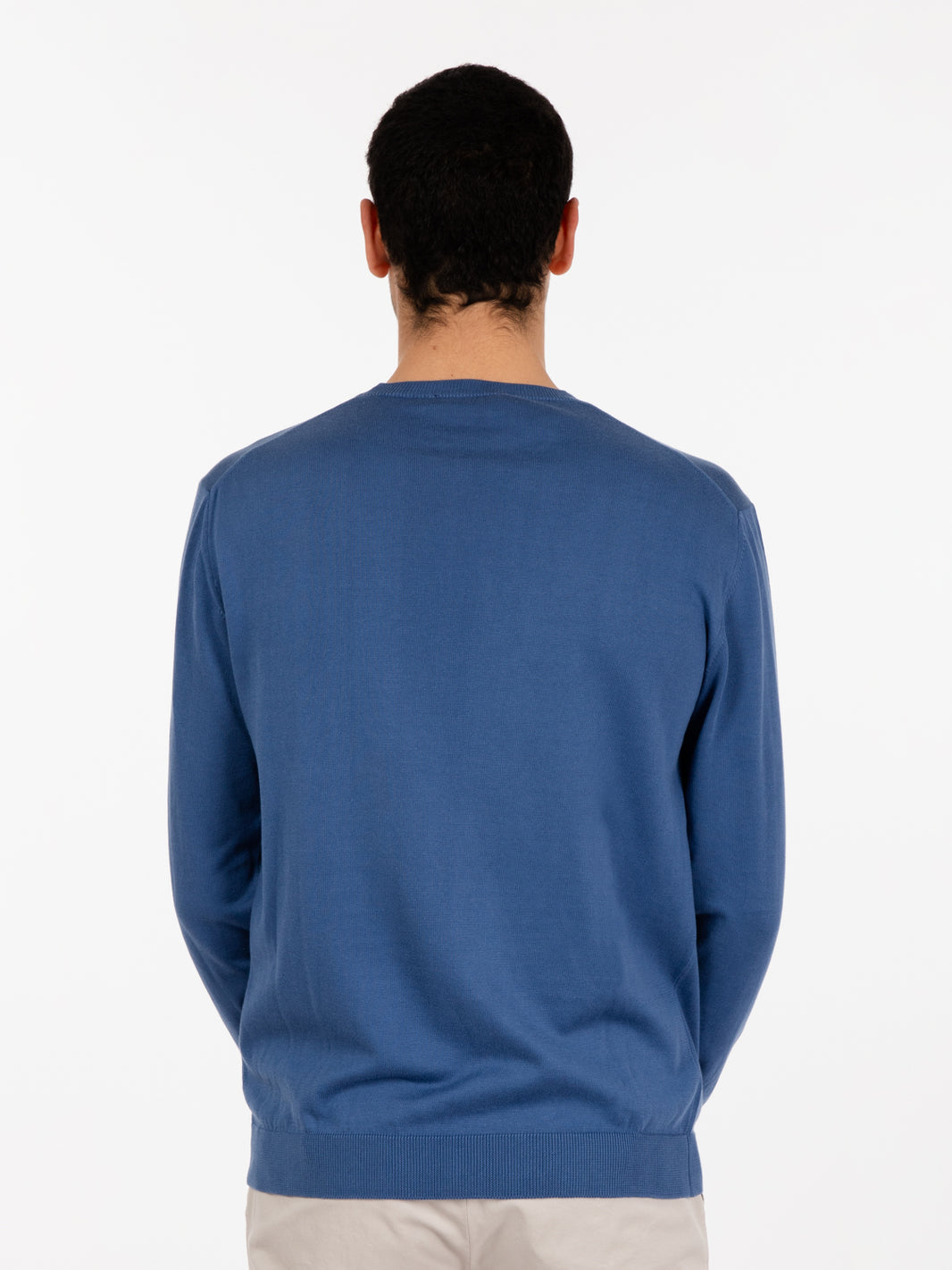 Crewneck cotton sweater in air force blue