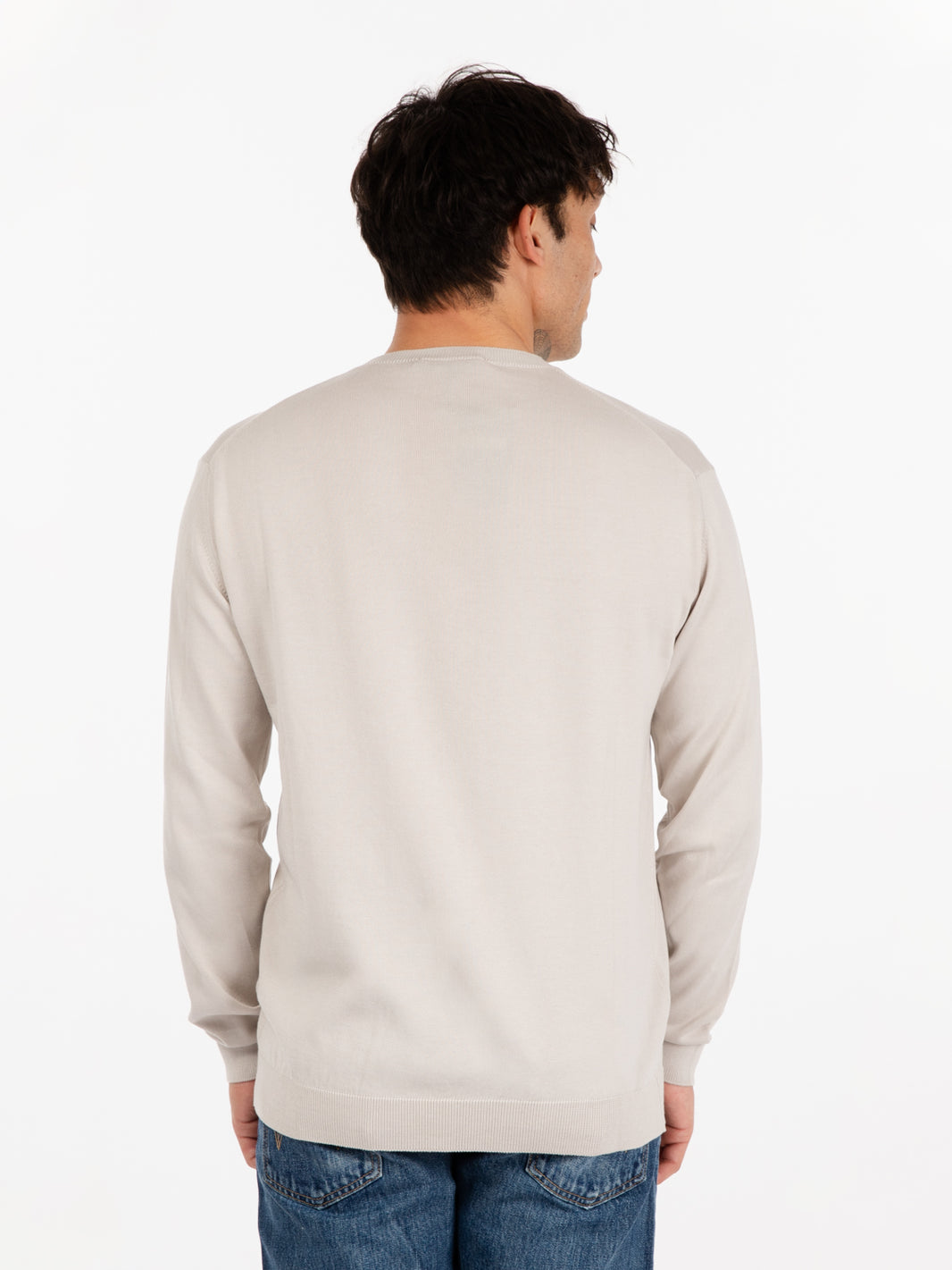 Maglia girocollo cotone sabbia