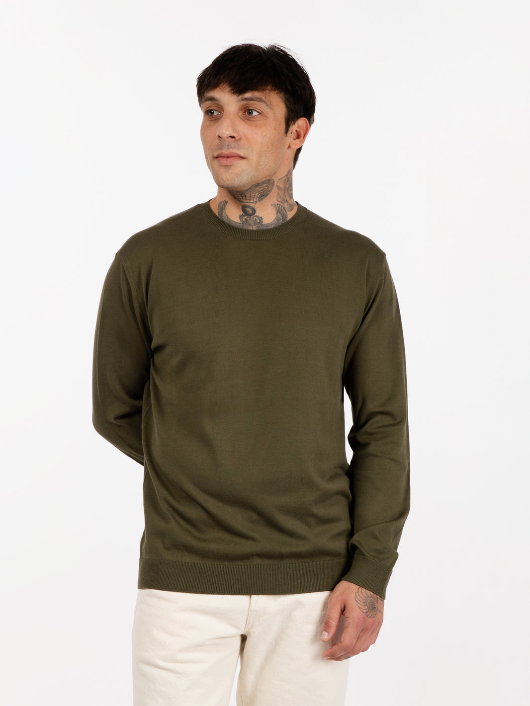 Maglia girocollo cotone verde